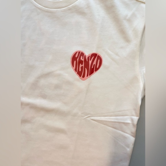 Kenzo White Tee with Red Heart Design size S-M - Picture 3 of 7